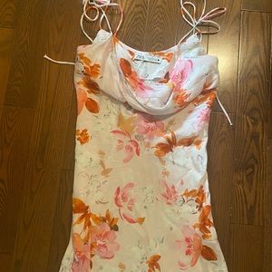Silk floral dress zara